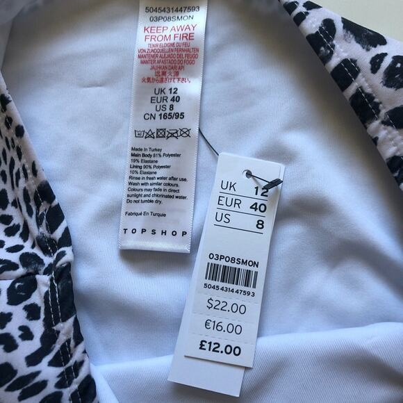TOPSHOP Hi-Waist Leopard Bikini Bottoms 8 NWT Pool - Picture 4 of 6